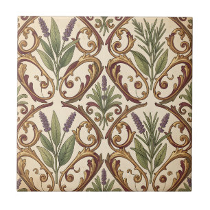 Lavendel Rozemarijn Gouden Scroll Patroon Tegeltje