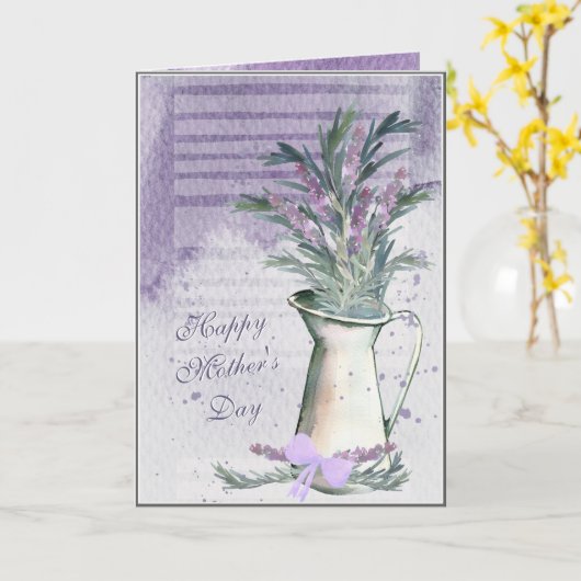 Lavendel & Rozemarijn Waterverf Moederdag Kaart (Gele Bloem)