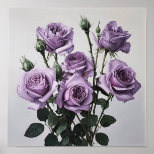 Lavendel Rozen Bloemenkunst Print Poster