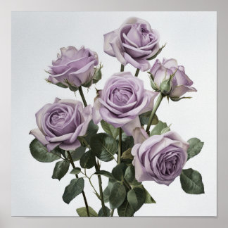 Lavendel Rozen Bloemenkunst Print Poster