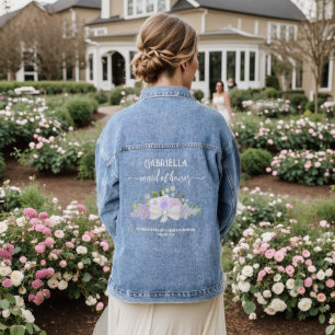 Lavendel Rozen Boeket Maid of Honor Trouwgeschenk Denim Jacket