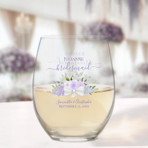 Lavendel Rozen bruidsmeisje Maid of Honor Gift Wijnglas Zonder Voet