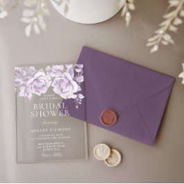  Lavendel Rozen Elegant Vrijgezellenfeest Acryl Uitnodigingen