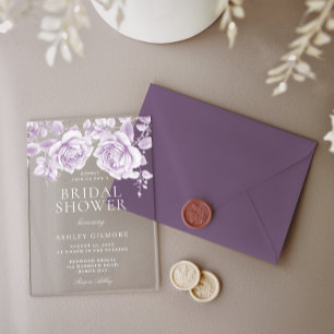 Lavendel Rozen Elegant Vrijgezellenfeest Acryl Uitnodigingen