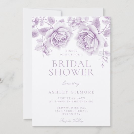  Lavendel Rozen Elegant Vrijgezellenfeest Kaart (Voorkant)