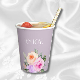 Lavendel Rozen Helder Bloemen Vrijgezellenfeest Papieren Bekers