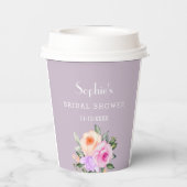 Lavendel Rozen Helder Bloemen Vrijgezellenfeest Papieren Bekers (Achterkant)