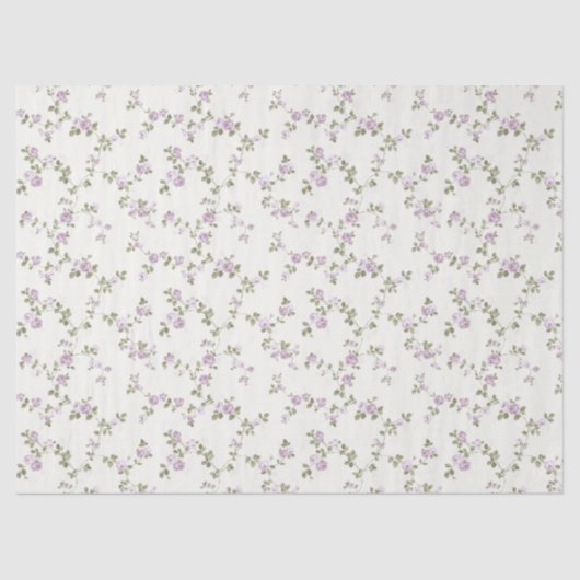 Lavendel Rozen Ivoor Shabby Gift Wrap Tissue Paper Tissuepapier (Voorkant)