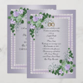 Lavendel Rozen officiële huwelijksuitnodiging Kaart (Voorkant / Achterkant)