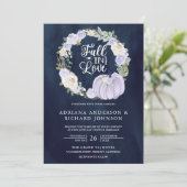 Lavendel Rozen Pompoen Foto QR Code Marine Bruilof Kaart (Staand voorkant)