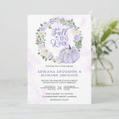 Lavendel Rozen Pompoen Foto QR Code Trouwen Kaart (Staand voorkant)