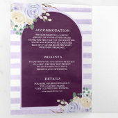 Lavendel Rozen Pompoen QR Code Plum Bruiloft Drieluik Uitnodiging (Binnenzijde eerst)