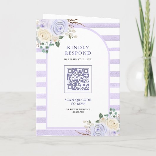 Lavendel Rozen Pompoen QR Code Trouwen (Achterkant)
