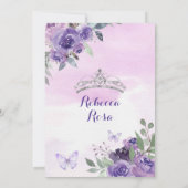 Lavendel Rozen Prinses Quinceañera Vlinder Kaart (Achterkant)