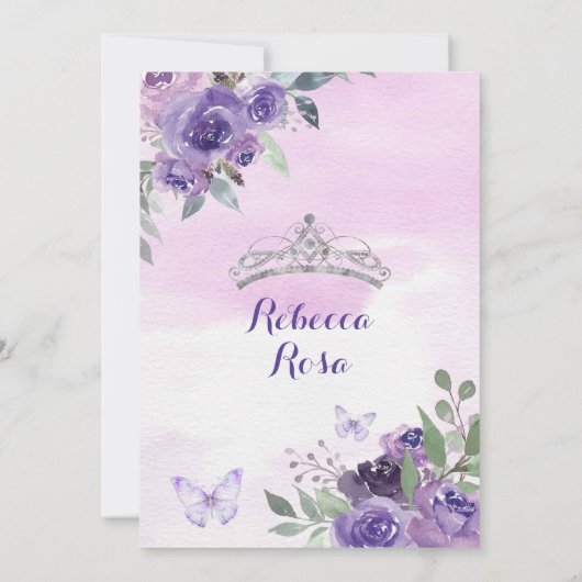 Lavendel Rozen Prinses Quinceañera Vlinder Kaart (Achterkant)