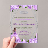 Lavendel Rozen Quinceanera Acryl Uitnodigingen (Insitu (Draagbaar))