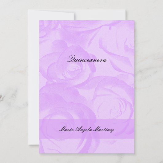 Lavendel Rozen Quinceanera Invitation Kaart (Voorkant)