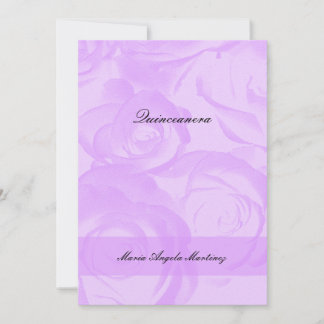 Lavendel Rozen Quinceanera Invitation Kaart