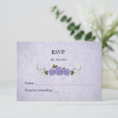 Lavendel Rozen Uitgenodigde RSVP-kaart RSVP Kaartje (Staand voorkant)