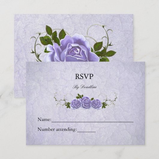Lavendel Rozen Uitgenodigde RSVP-kaart RSVP Kaartje (Voorkant / Achterkant)