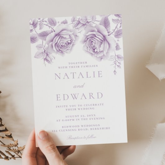 Lavendel Rozen Wonderful Wedding Kaart