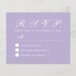 Lavendel RSVP Budget Eenvoudig Script Paarse Kaart