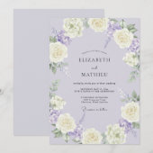 Lavendel Rustieke Bloemige Bruiloft Kaart (Voorkant / Achterkant)