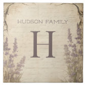 lavendel rustieke boerderij familie initiaal tegeltje (Voorkant)