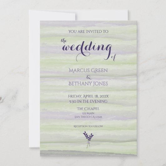 Lavendel & Sage Waterverf bruiloft uitnodiging (Voorkant)