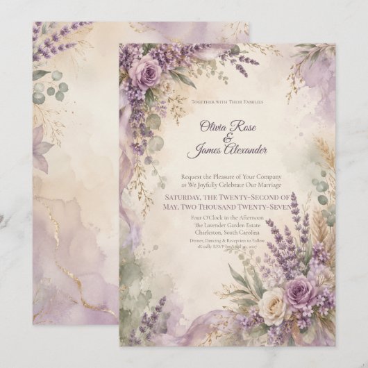 Lavendel Salie Bruiloft | Rustieke Boho Chic Kaart (Voorkant / Achterkant)