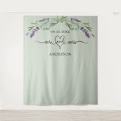 Lavendel salie groen Mr. Mrs hart trouwfoto Wandkleed (Voorkant)