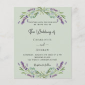 Lavendel salie groen QR budget bruiloft uitnodigin (Voorkant)