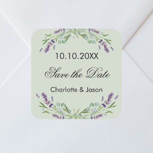 Lavendel salie groene bruiloft Save the Date Vierkante Sticker