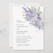 Lavendel & Saliegroen Bloem Foto Bruiloft Kaart (Voorkant)