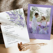 Lavendel & Saliegroen Bloem Foto Bruiloft Kaart