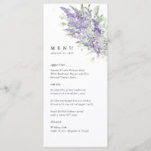 Lavendel & Saliegroen Bloemend Huwelijksdiner Menu (Voorkant)