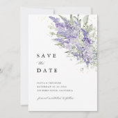 Lavendel & Saliegroen Bloemstuk Foto Bruiloft Save The Date (Voorkant)