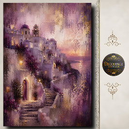 Lavendel Santorini Decoupage Zonsondergang Dorps K Tissuepapier