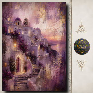 Lavendel Santorini Decoupage Zonsondergang Dorps K Tissuepapier