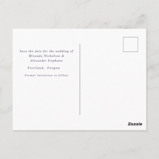 Lavendel Save The Date bloemig paars en groen Briefkaart (Achterkant)