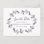 Lavendel Save The Date bloemig paars en groen Briefkaart (Voorkant)