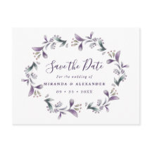 Lavendel Save The Date bloemig paars en groen
