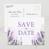 Lavendel Save the Date Briefkaart Elegant Paarse (Voorkant / Achterkant)