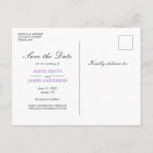 Lavendel Save the Date Briefkaart Elegant Paarse (Achterkant)