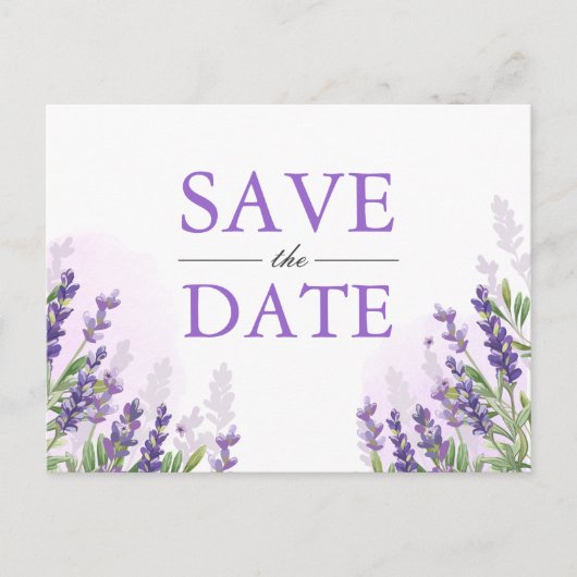Lavendel Save the Date Briefkaart Elegant Paarse (Voorkant)