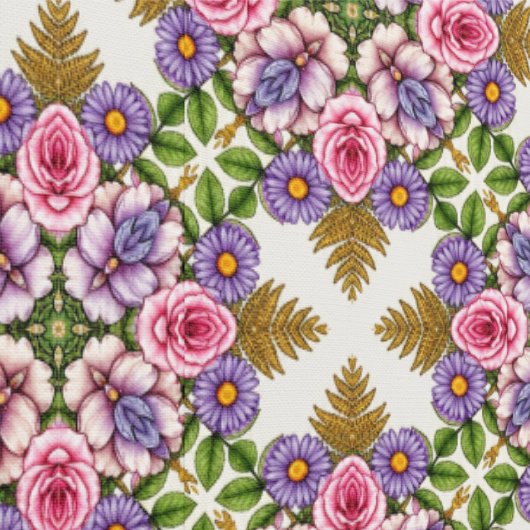 Lavendel Schatkamer | Sierlijk Bloem Medaillon Behang (Zoom)
