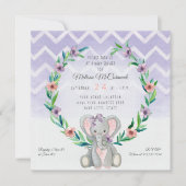 Lavendel Schattige Baby Olifantenkrans Floral Chev Kaart (Voorkant)