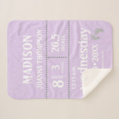 Lavendel Schattigee Baby geboorte Stats aankondigi Sherpa Deken (Voorkant (horizontaal))