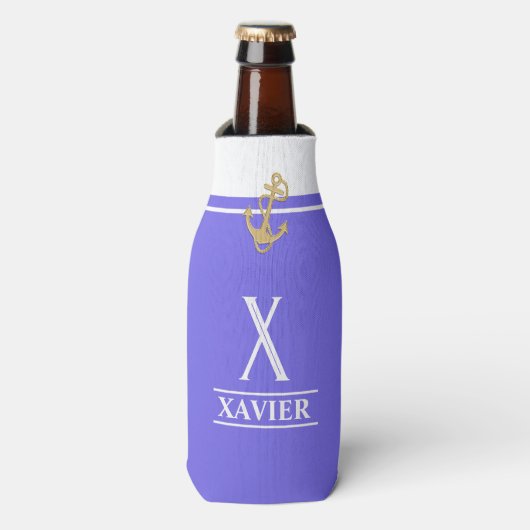 Lavendel Scheeps- Monogram Fleskoeler Flesjeskoeler (Fles Voorkant)