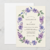 Lavendel Schilderachtige Bloesem Bruiloft Kaart (Voorkant / Achterkant)